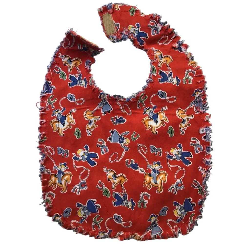 Denim Western Print Bib
